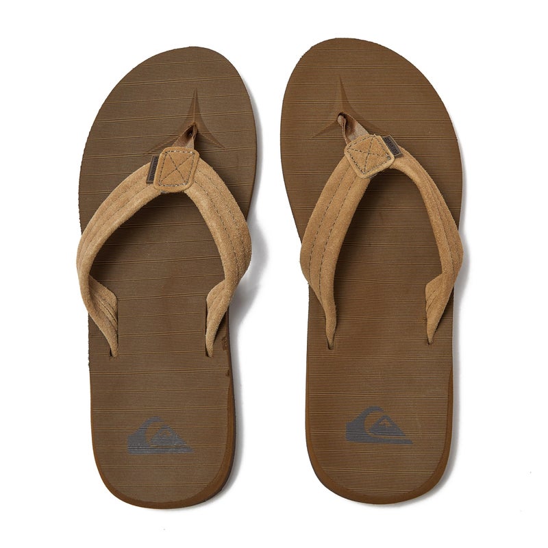Quiksilver Carver Suede Flip Flops for Men, Arch Support Athletic Mens Sandals, Size 6 to 16 Thong Mens Slides, Tan/Solid, 8 M US - Image 4